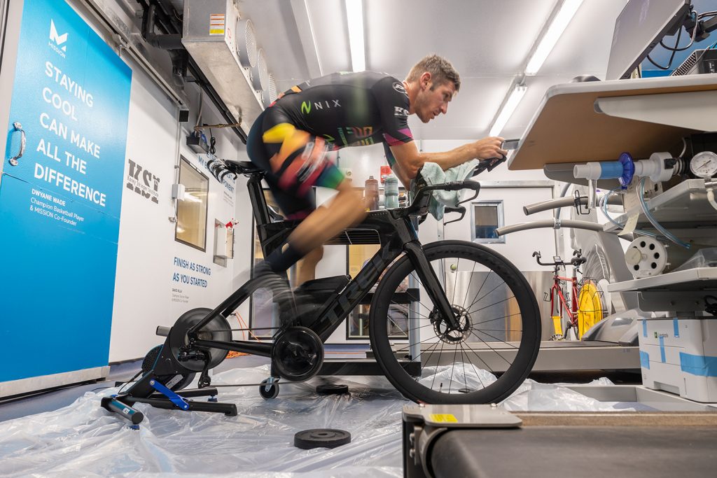 cyclist in the MISSION heat lab